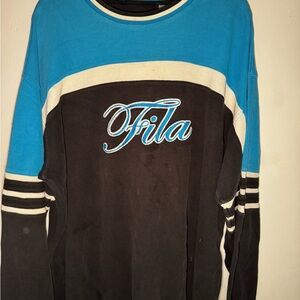 Vintage Fila Blue and Black Sweatshirt